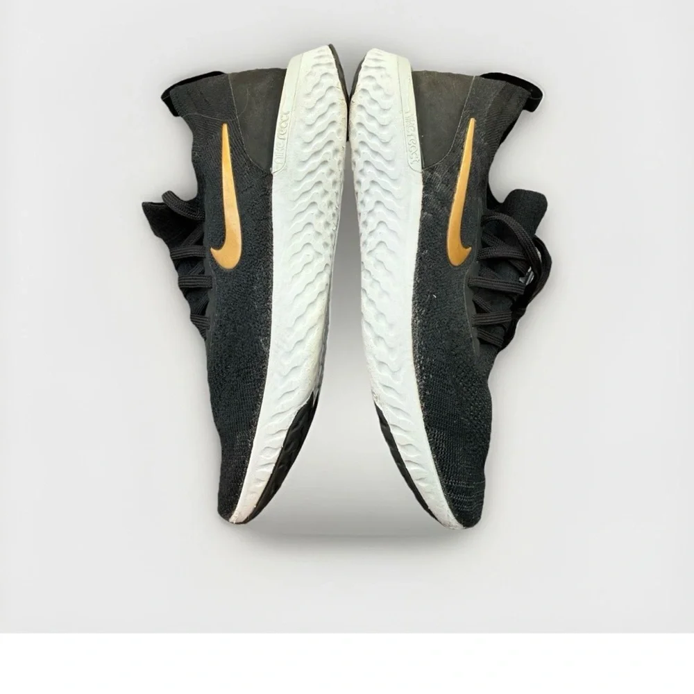 Nike Epic React Women’s Size 8.5 Running Shoes Black Gold Mesh Sneakers VGUC - Picture 2 of 10